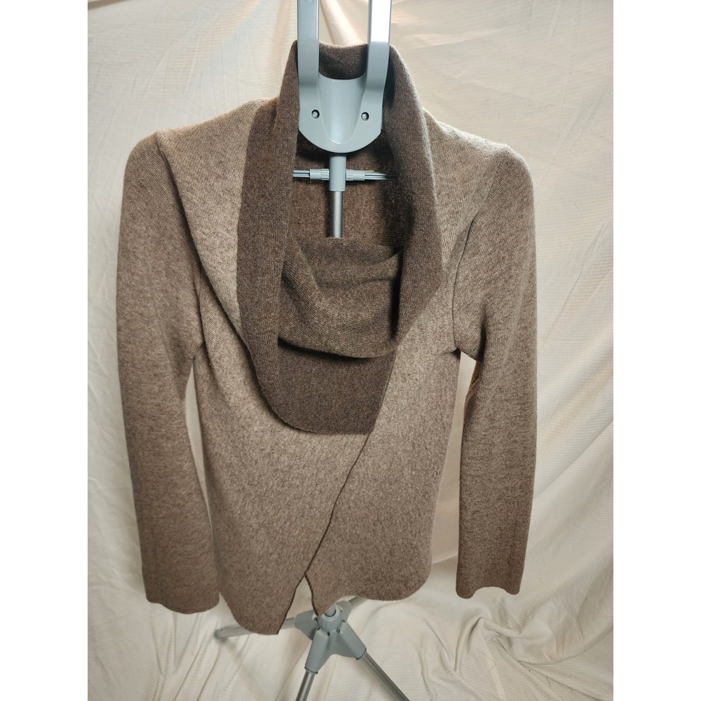 Chiaramente Made in Italy Wool Blend Draped Asymmetrical Cowl Neck Sweater Large